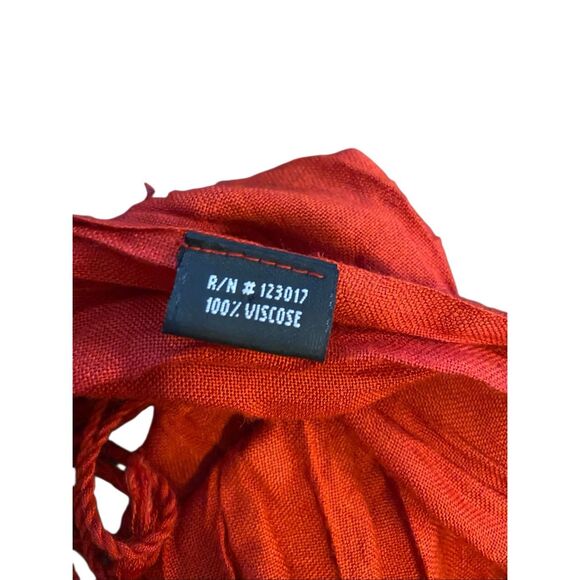 Solid Red Viscose Fringe Scarf Wrap Shawl Lightweight Boho Travel Festival - Picture 8 of 10